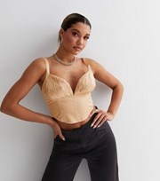 Cameo Rose Rose Gold Satin Plunge Neck Strappy Corset